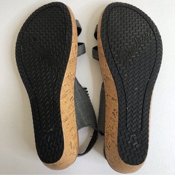 Skechers Cali Beverlee High Tea Wedge Heel Slingback Slide Black Women's Size 9 - Picture 12 of 14